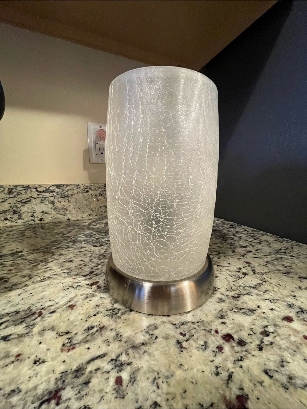 Modern Frosted Accent Table Lamp with Crackled Glass Shade & Brushed Nickel - Picture 15 of 16